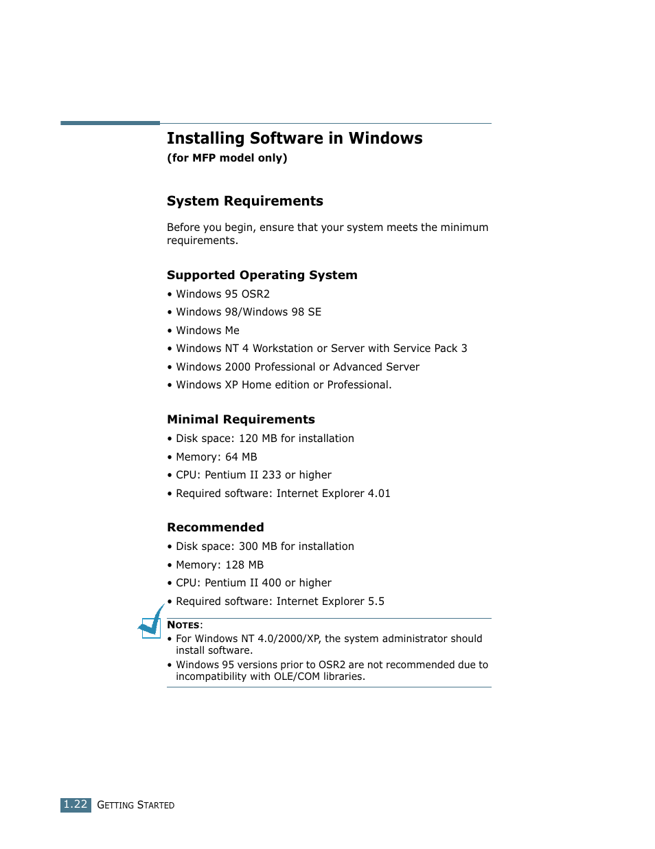 System requirements, Installing software in windows | Ricoh Fax 2210L User Manual | Page 36 / 390