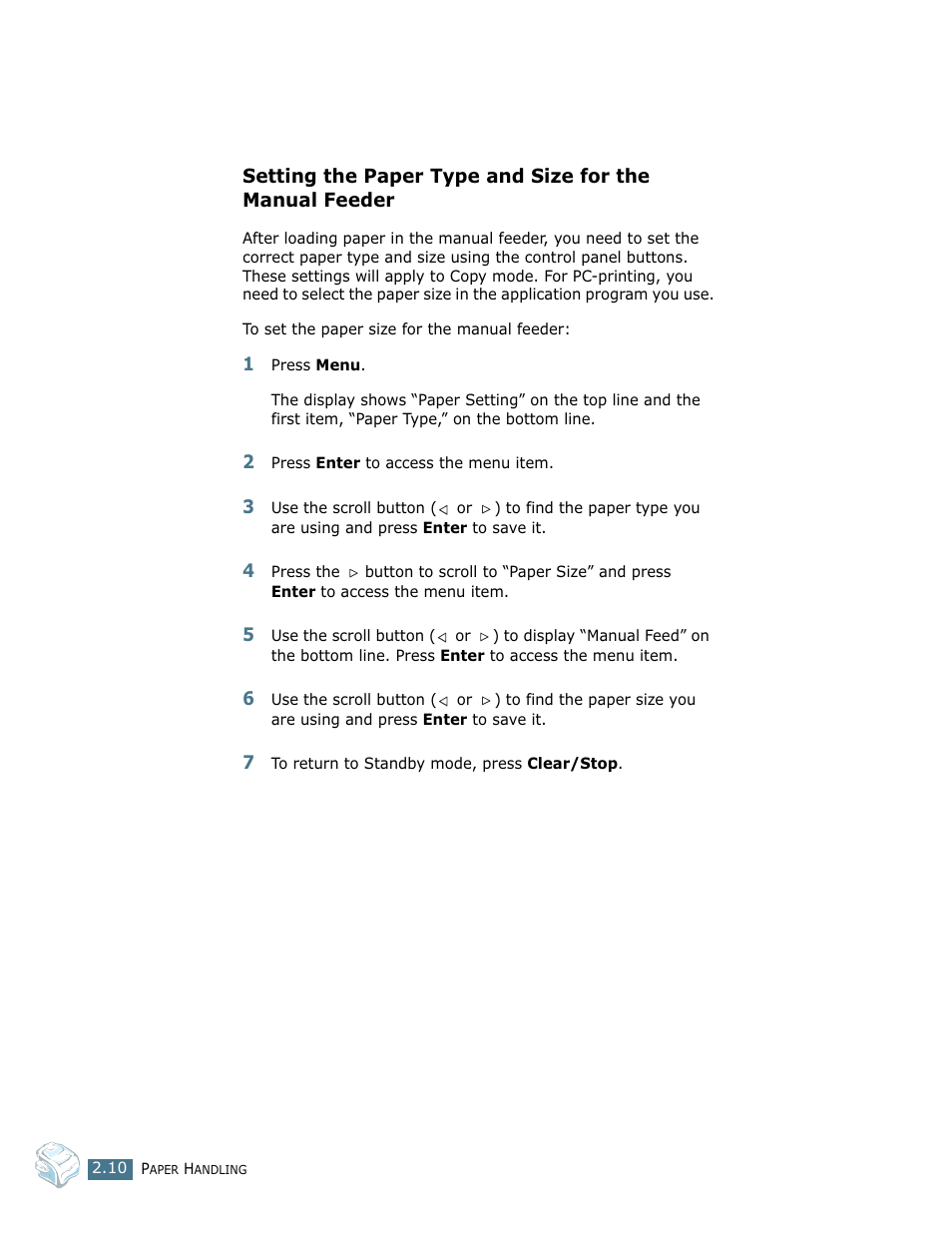 Setting the paper type and size for the, Manual feeder | Ricoh Fax 2210L User Manual | Page 60 / 390
