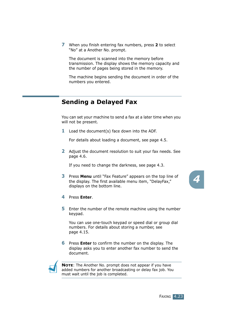 Sending a delayed fax | Ricoh Fax 2210L User Manual | Page 91 / 390