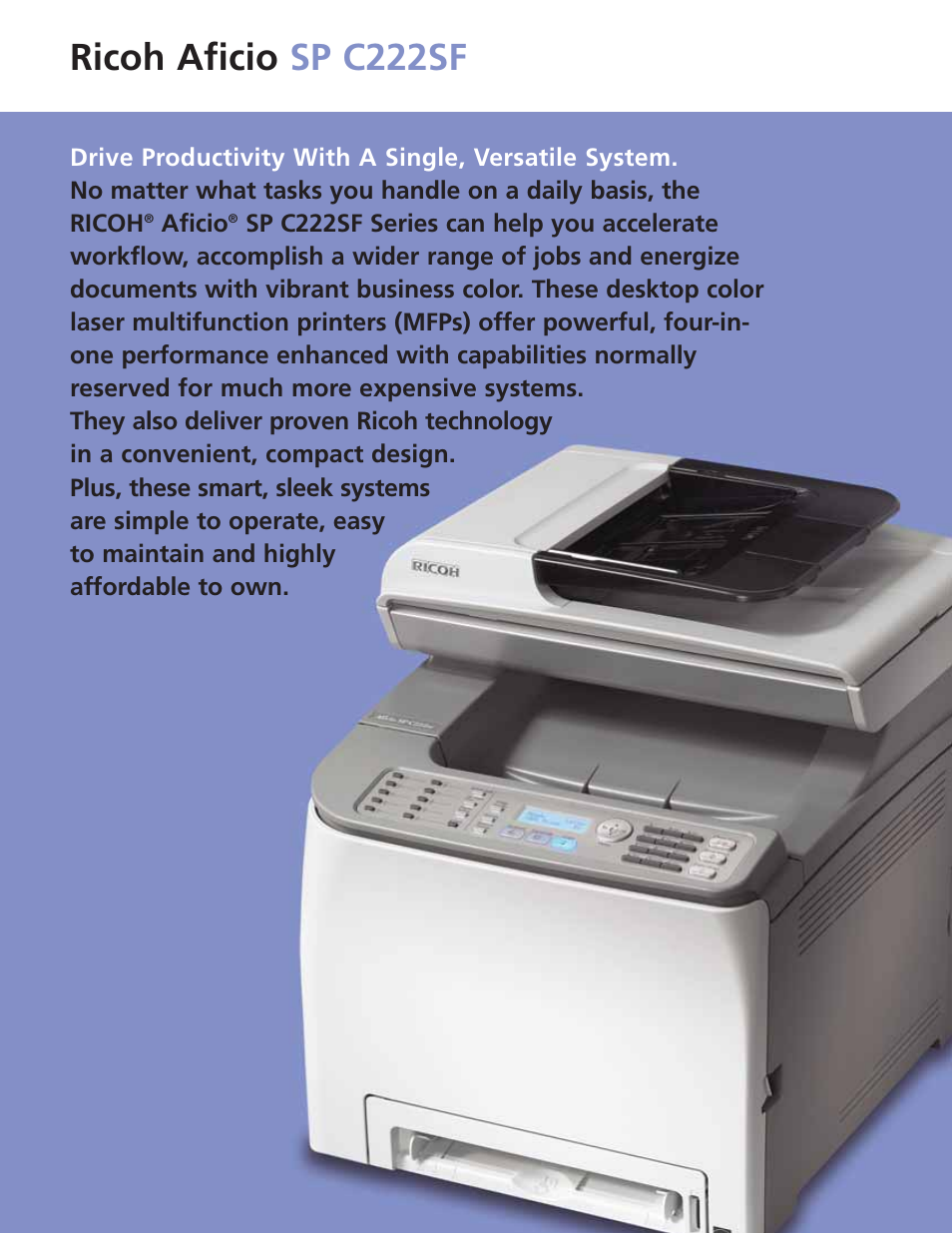 Ricoh aficio sp c222sf | Ricoh Aficio SP C222SF User Manual | Page 2 / 4