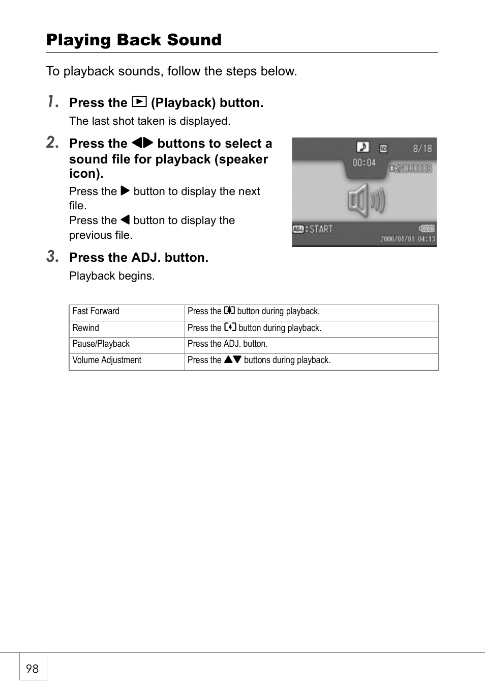 Playing back sound | Ricoh CAPLIO R30 User Manual | Page 100 / 184