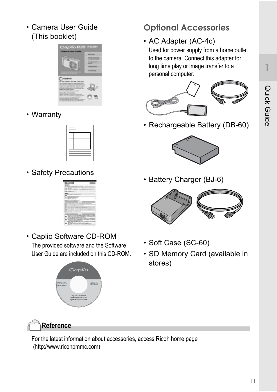 Optional accessories | Ricoh CAPLIO R30 User Manual | Page 13 / 184