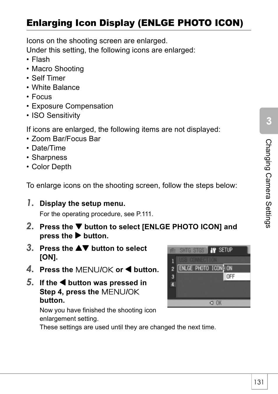 Enlarging icon display (enlge photo icon) | Ricoh CAPLIO R30 User Manual | Page 133 / 184