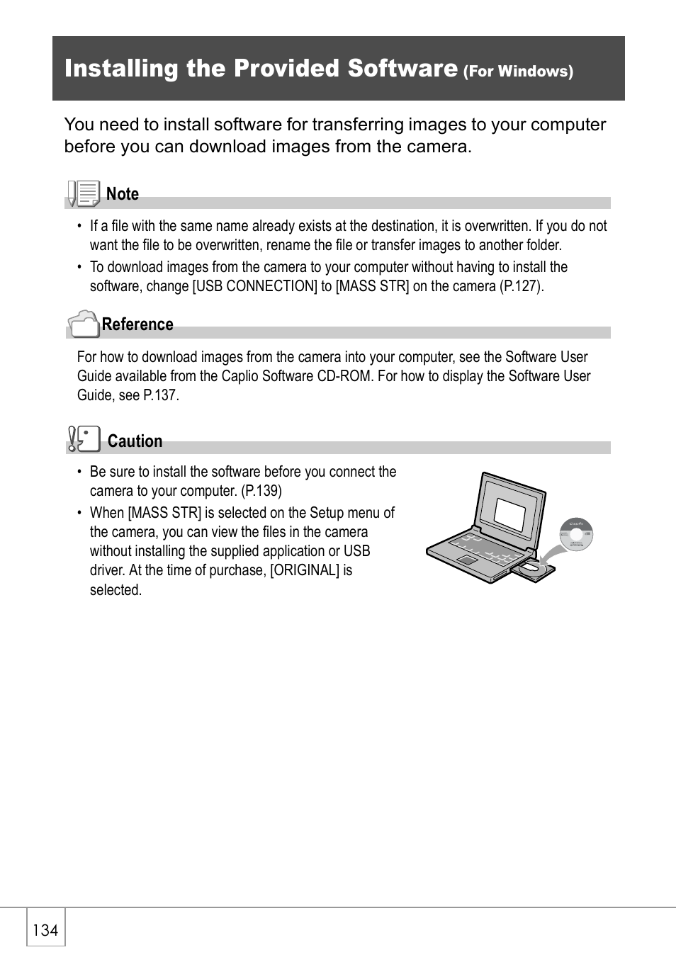 Installing the provided software | Ricoh CAPLIO R30 User Manual | Page 136 / 184