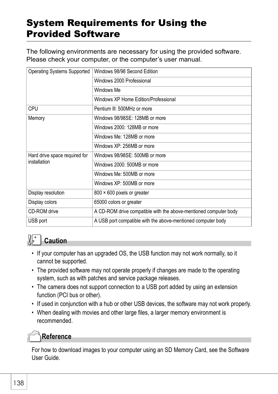 Caution, Reference | Ricoh CAPLIO R30 User Manual | Page 140 / 184