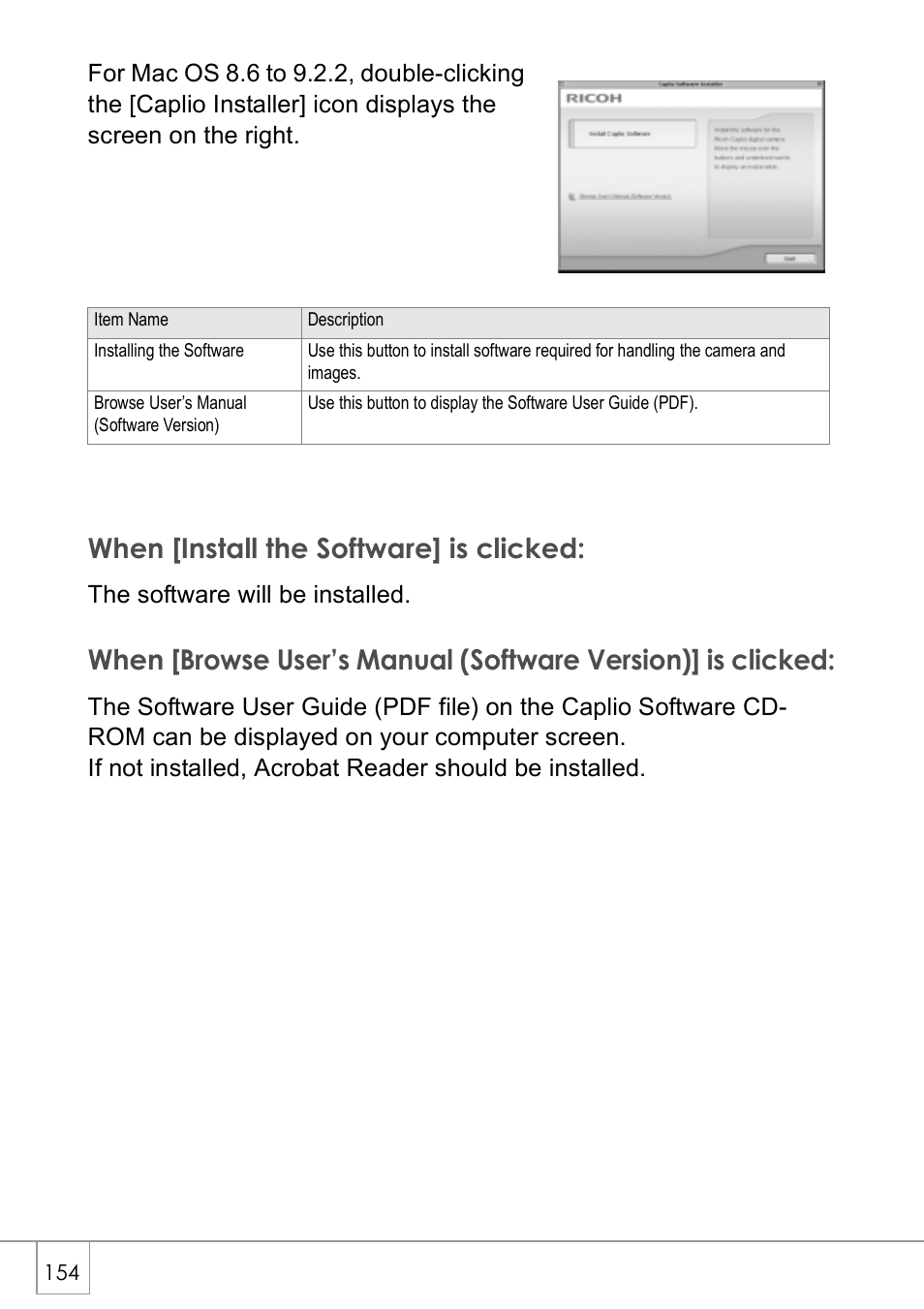 When [install the software] is clicked | Ricoh CAPLIO R30 User Manual | Page 156 / 184