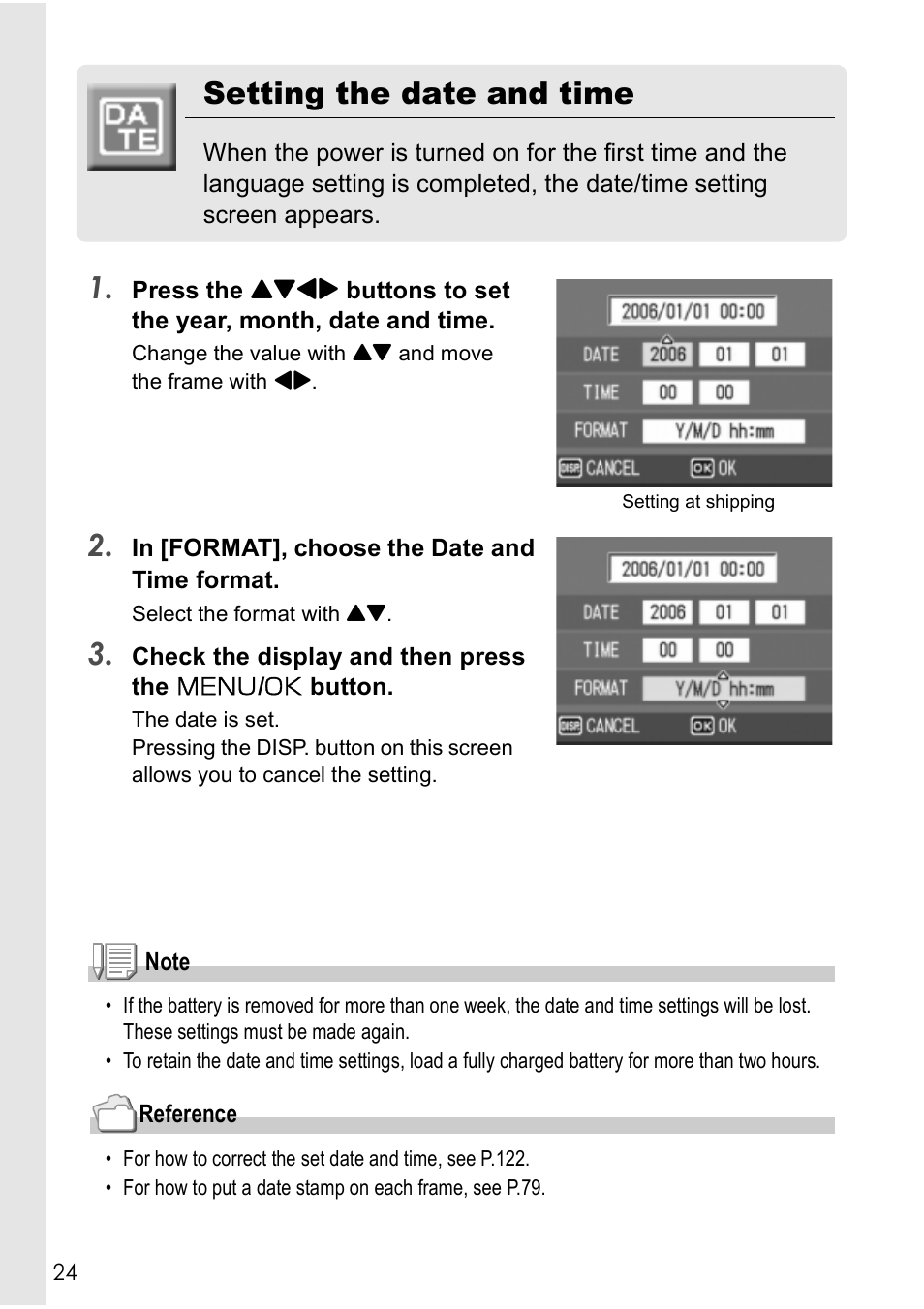 Setting the date and time | Ricoh CAPLIO R30 User Manual | Page 26 / 184