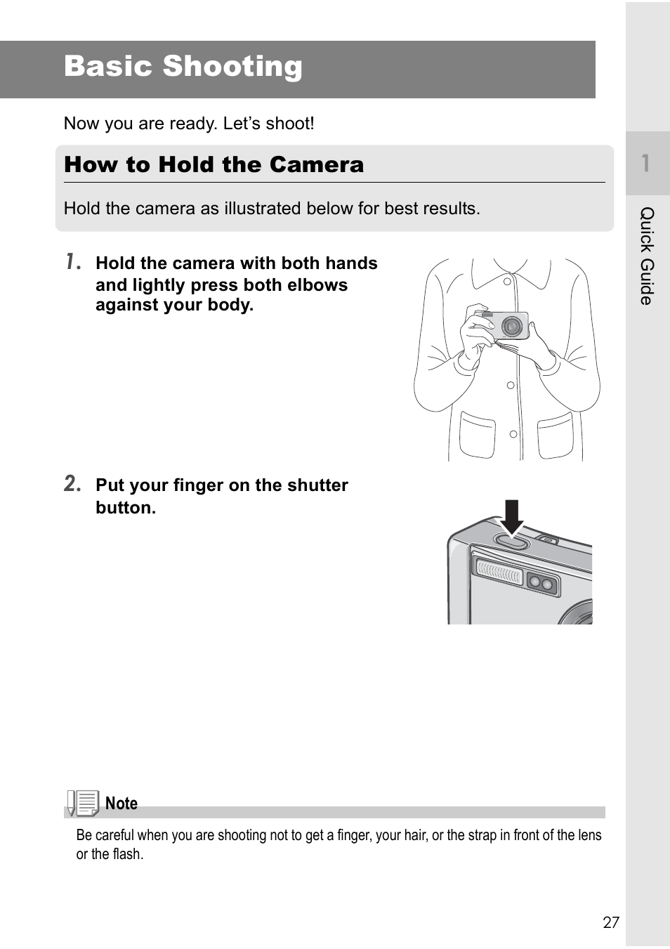 Basic shooting, How to hold the camera | Ricoh CAPLIO R30 User Manual | Page 29 / 184