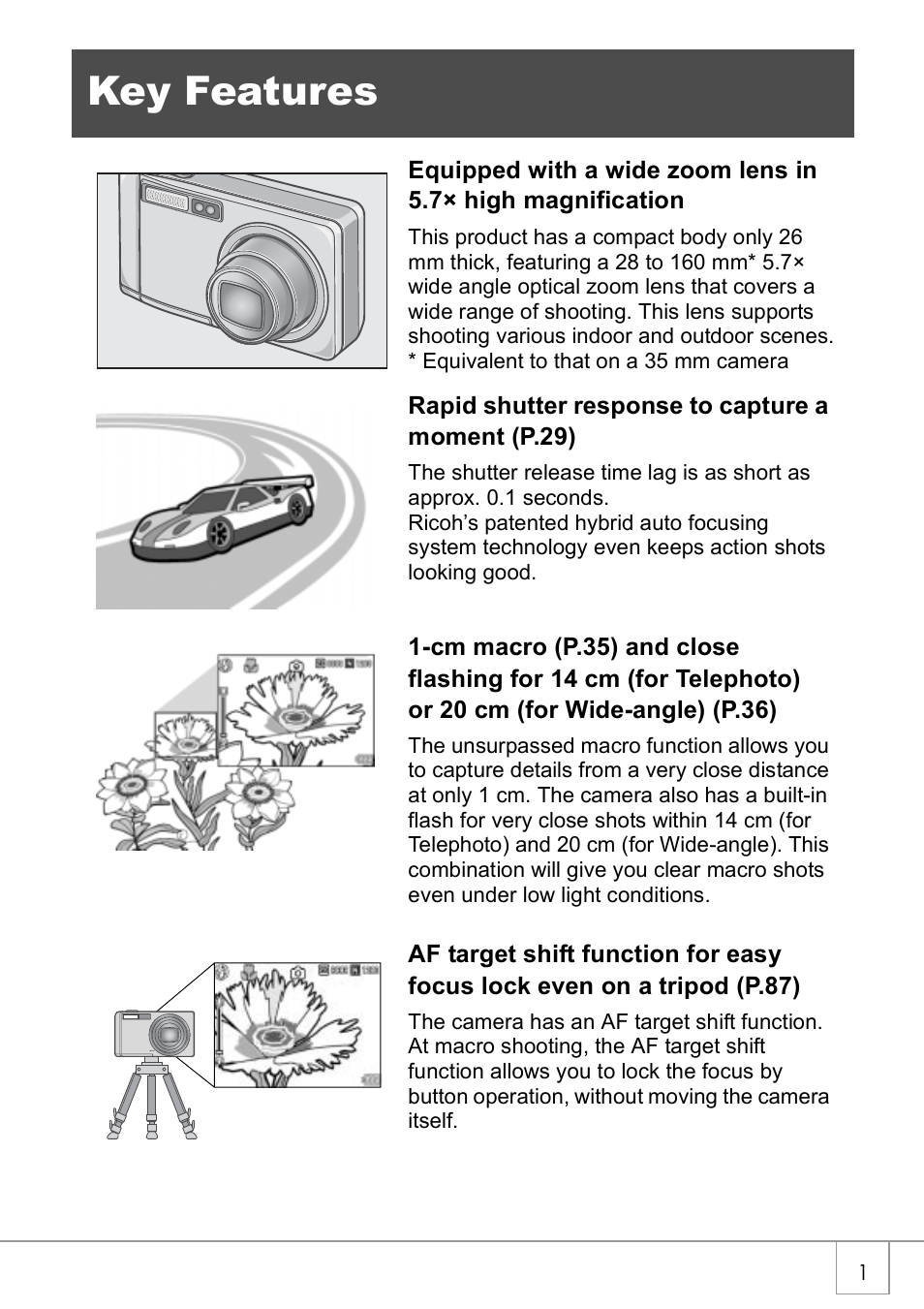 Key features | Ricoh CAPLIO R30 User Manual | Page 3 / 184