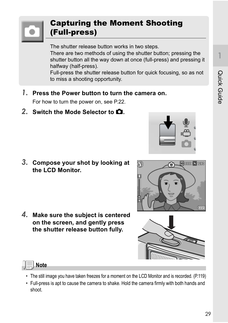 Capturing the moment shooting (full-press) | Ricoh CAPLIO R30 User Manual | Page 31 / 184