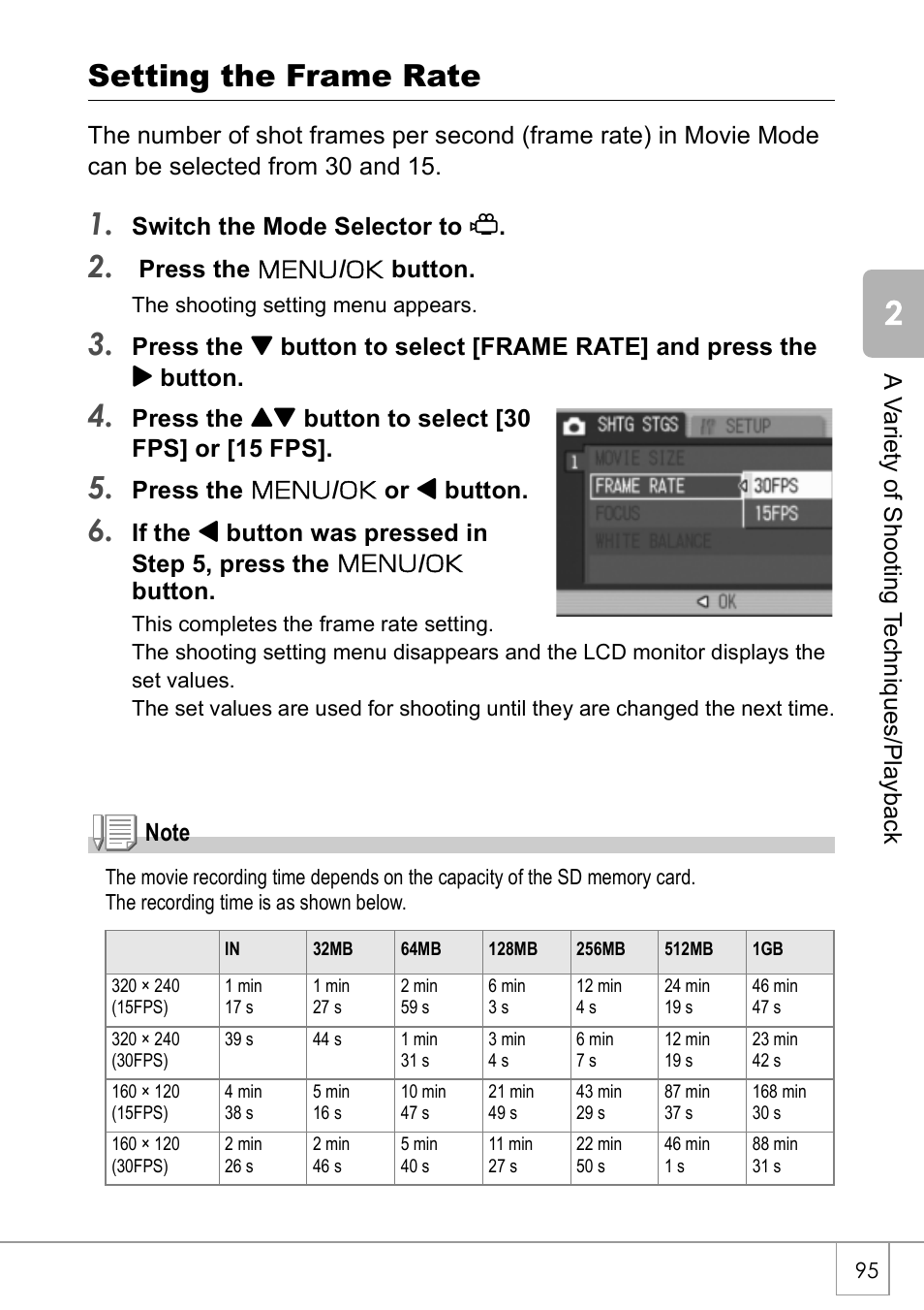 Setting the frame rate | Ricoh CAPLIO R30 User Manual | Page 97 / 184