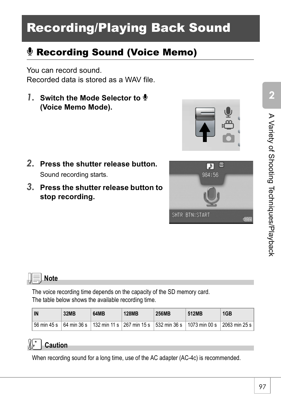Recording/playing back sound | Ricoh CAPLIO R30 User Manual | Page 99 / 184