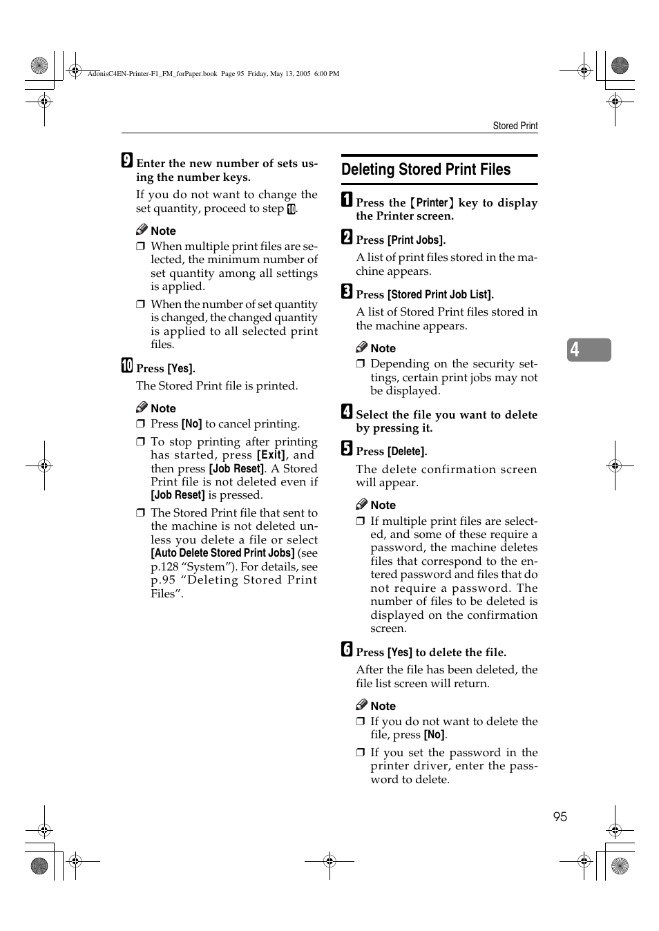 Deleting stored print files | Ricoh 3045 User Manual | Page 101 / 176