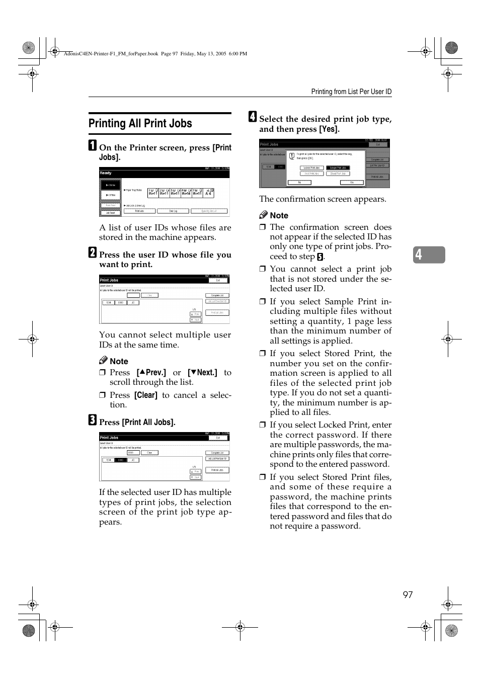 Printing all print jobs | Ricoh 3045 User Manual | Page 103 / 176