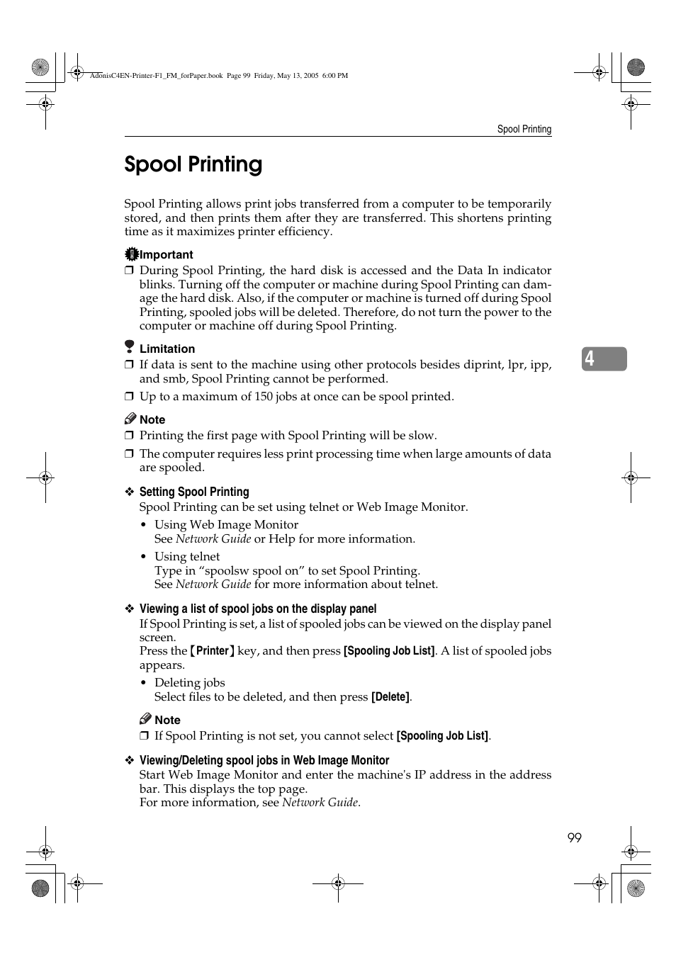 4spool printing | Ricoh 3045 User Manual | Page 105 / 176