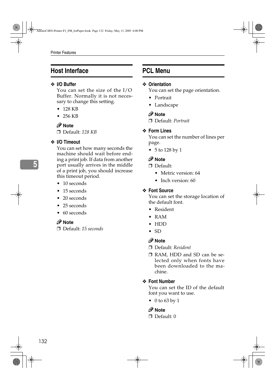 Host interface, Pcl menu | Ricoh 3045 User Manual | Page 138 / 176
