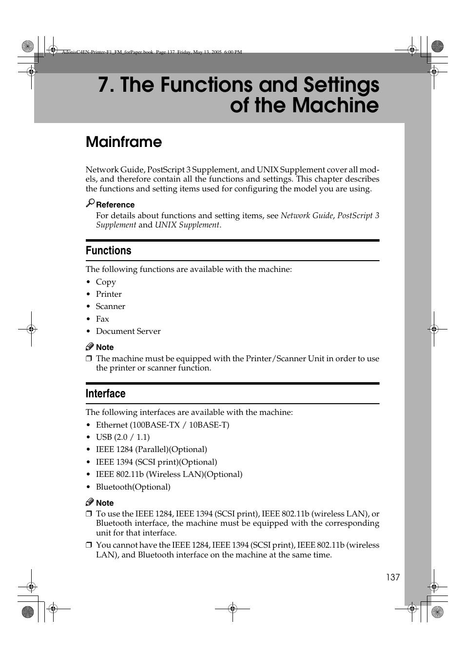 The functions and settings of the machine, Mainframe | Ricoh 3045 User Manual | Page 143 / 176