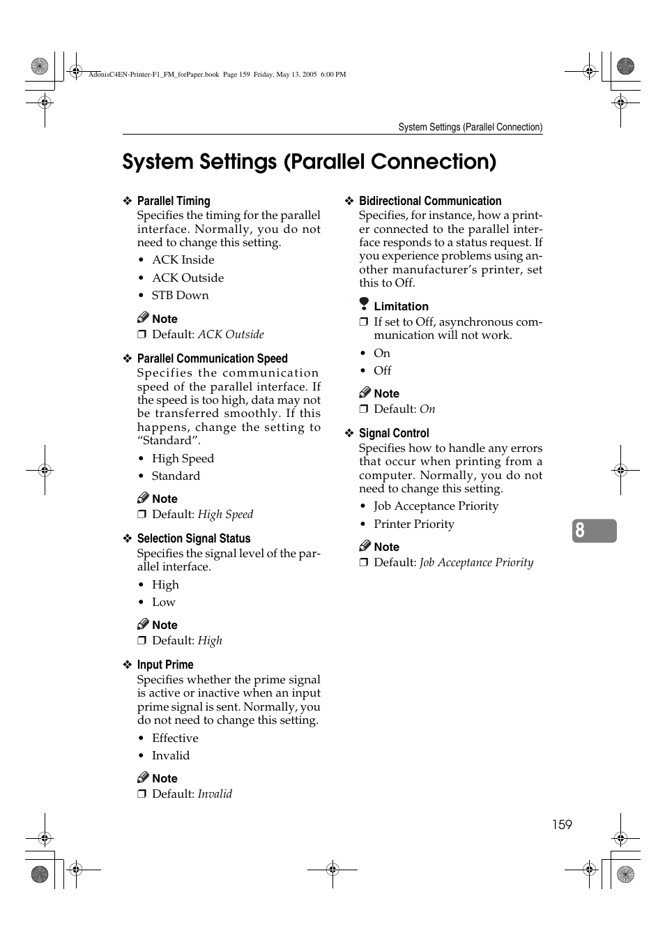 8system settings (parallel connection) | Ricoh 3045 User Manual | Page 165 / 176