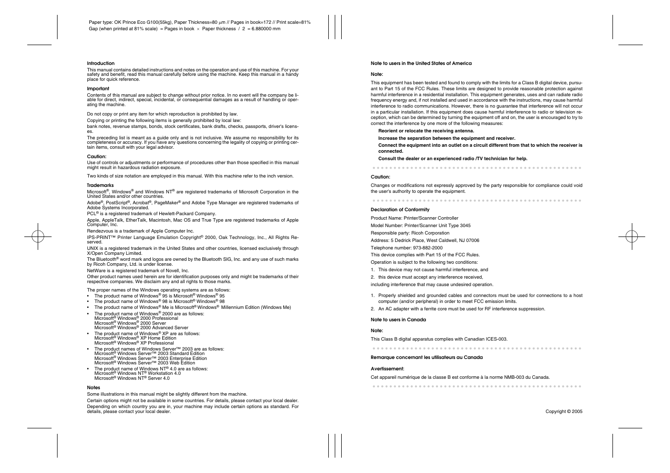 Ricoh 3045 User Manual | Page 175 / 176