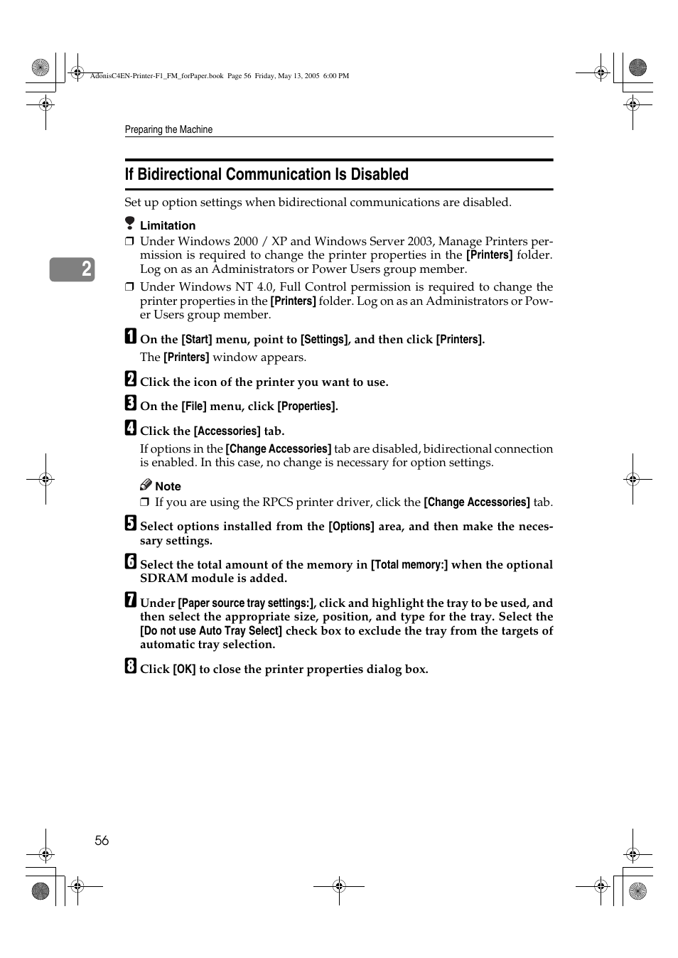 If bidirectional communication is disabled | Ricoh 3045 User Manual | Page 62 / 176