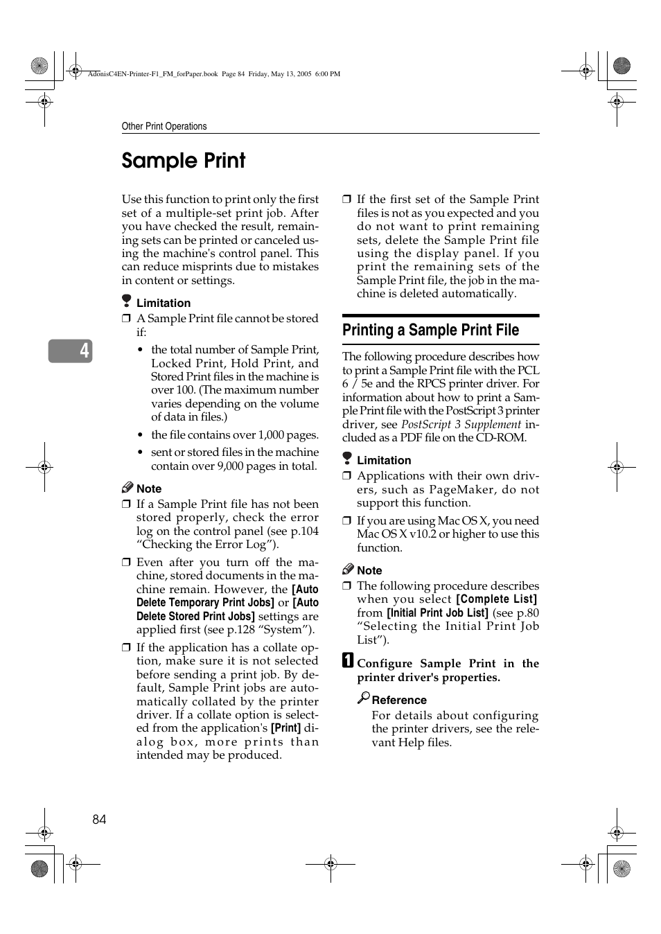 4sample print, Printing a sample print file | Ricoh 3045 User Manual | Page 90 / 176