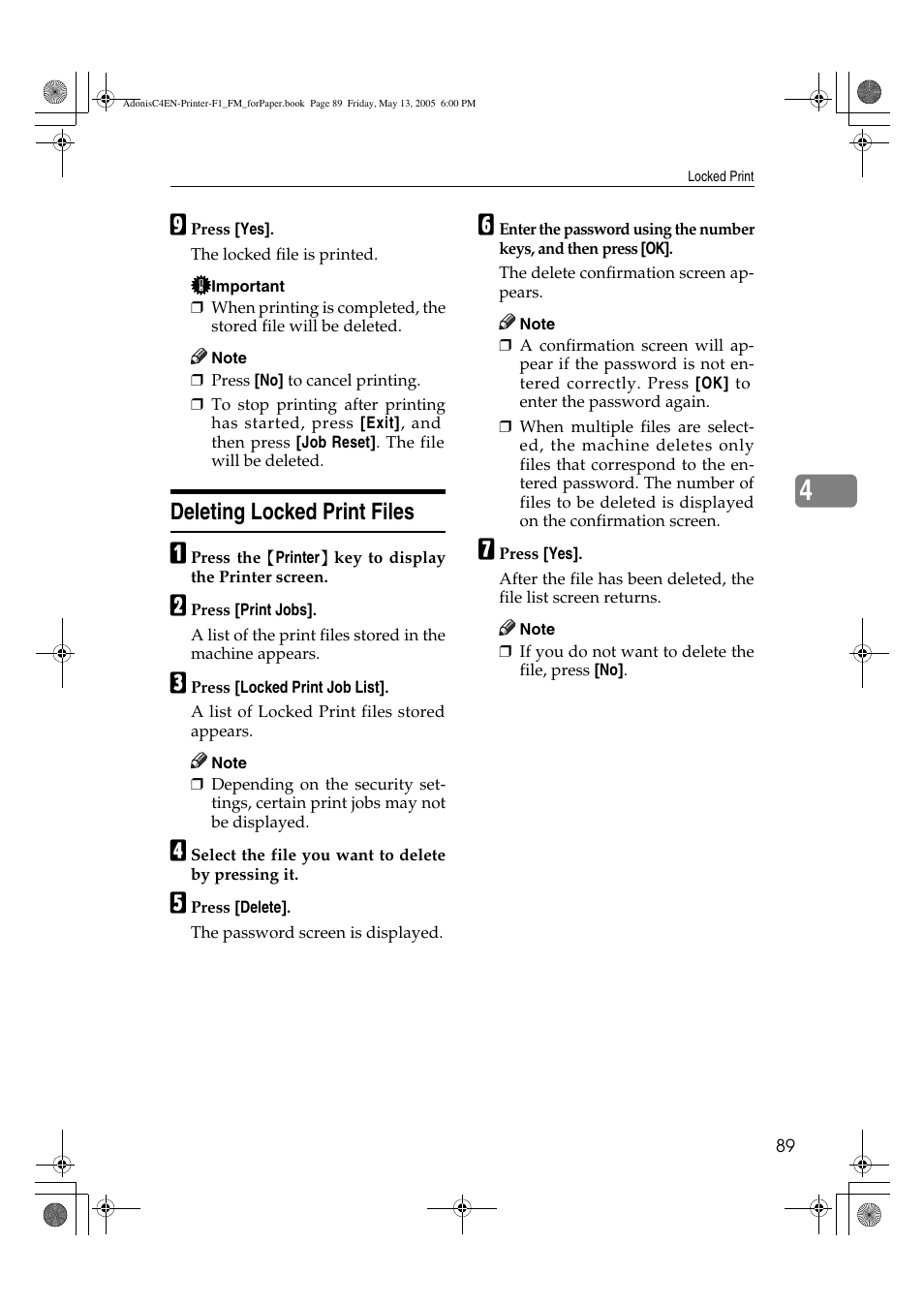 Deleting locked print files | Ricoh 3045 User Manual | Page 95 / 176