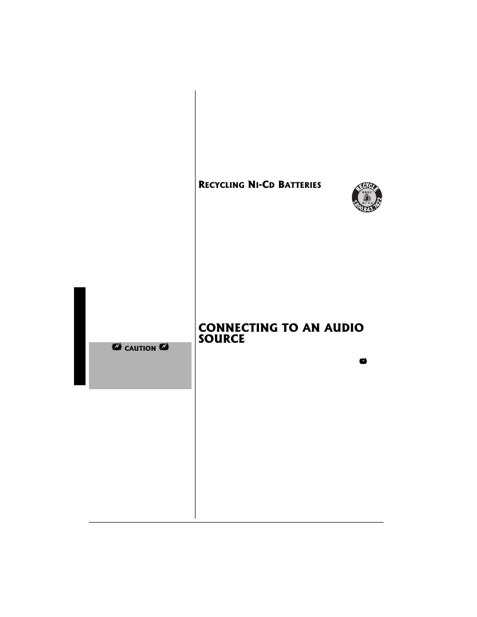 Recycling ni-cd batteries, Connecting to an audio source . 4 | Ricoh 33-1196 User Manual | Page 4 / 8