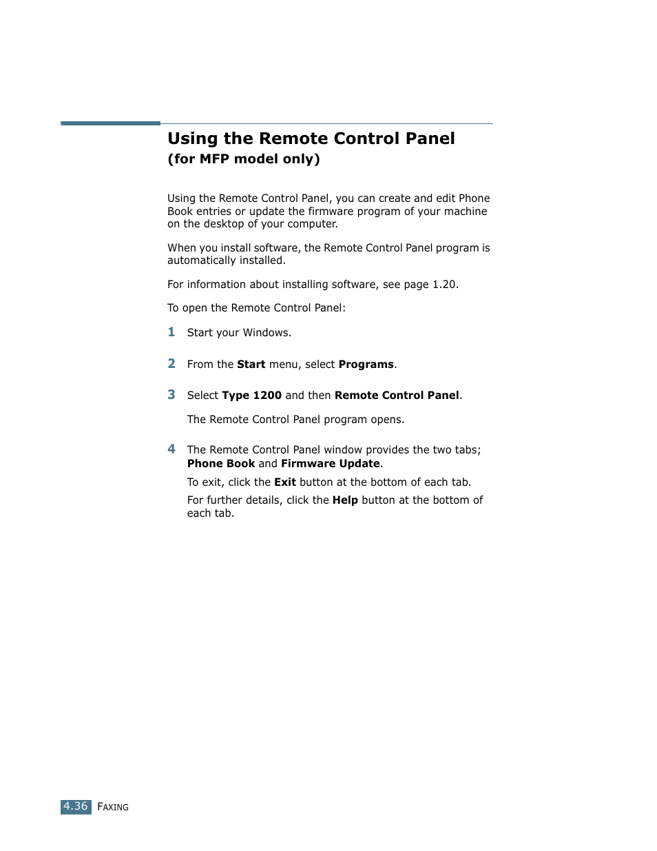 Using the remote control panel | Ricoh LF 125 (H915) User Manual | Page 104 / 390