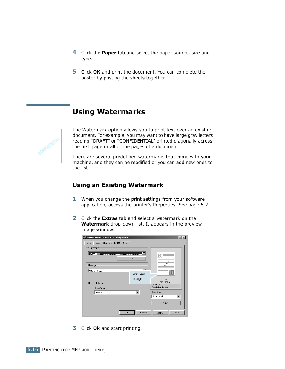 Using watermarks, Using an existing watermark | Ricoh LF 125 (H915) User Manual | Page 122 / 390