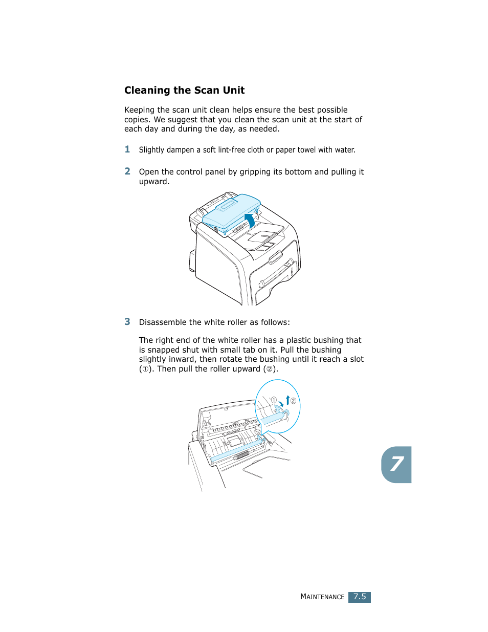 Cleaning the scan unit, Cleaning the scanning glass | Ricoh LF 125 (H915) User Manual | Page 139 / 390
