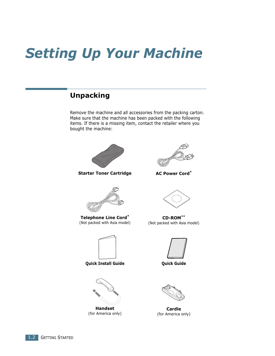 Setting up your machine, Unpacking | Ricoh LF 125 (H915) User Manual | Page 16 / 390