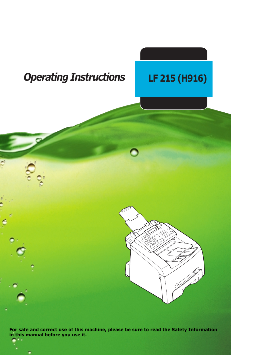 Lf 215 (h916) operating instruction manual, Laser facsimile operating instructuions, Operating instructions | Ricoh LF 125 (H915) User Manual | Page 196 / 390