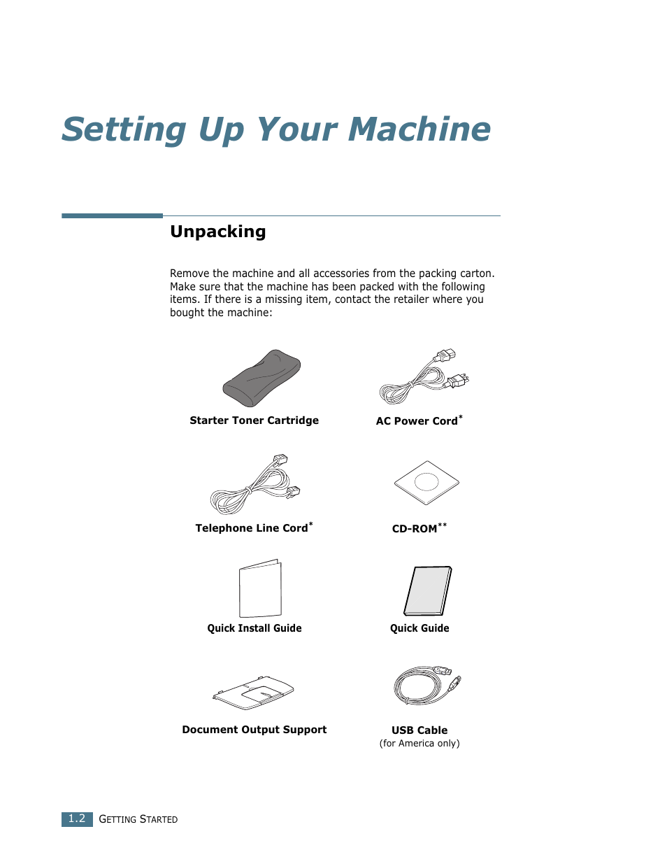 Setting up your machine, Unpacking | Ricoh LF 125 (H915) User Manual | Page 211 / 390