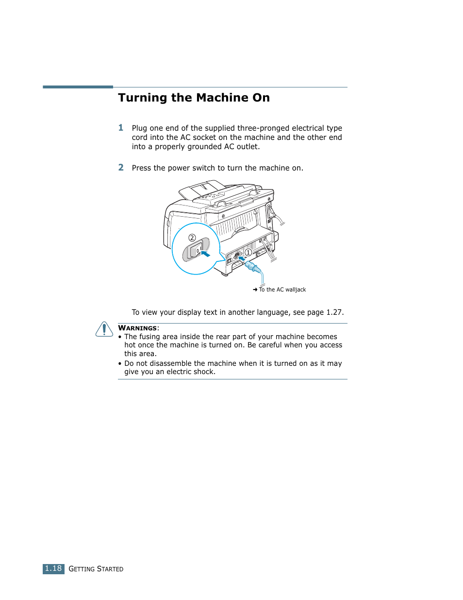 Turning the machine on | Ricoh LF 125 (H915) User Manual | Page 227 / 390