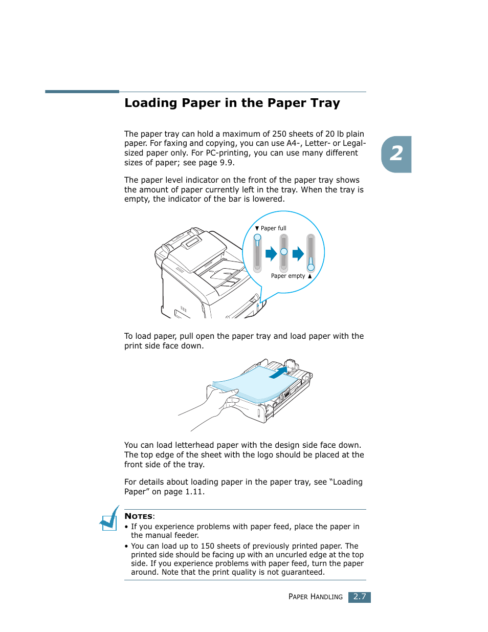 Loading paper in the paper tray | Ricoh LF 125 (H915) User Manual | Page 250 / 390