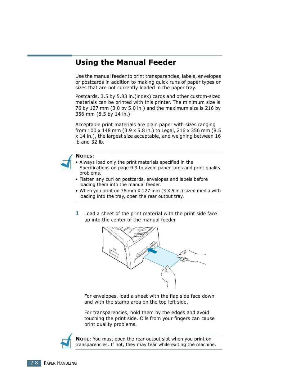Using the manual feeder | Ricoh LF 125 (H915) User Manual | Page 251 / 390