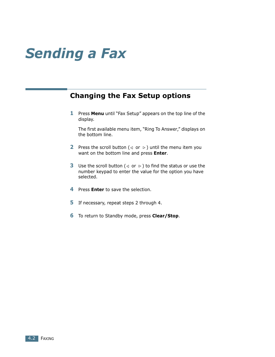 Sending a fax, Changing the fax setup options | Ricoh LF 125 (H915) User Manual | Page 263 / 390