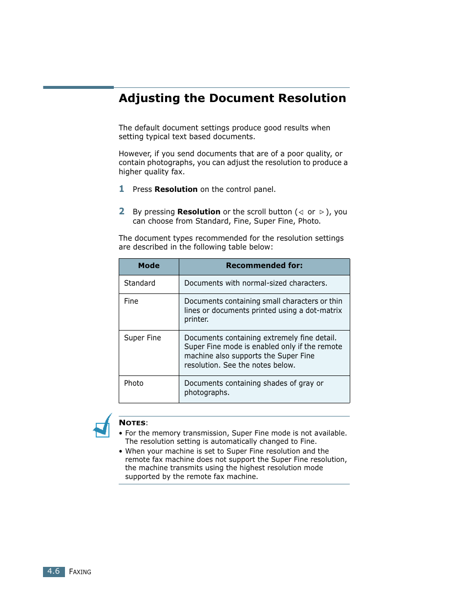 Adjusting the document resolution | Ricoh LF 125 (H915) User Manual | Page 267 / 390