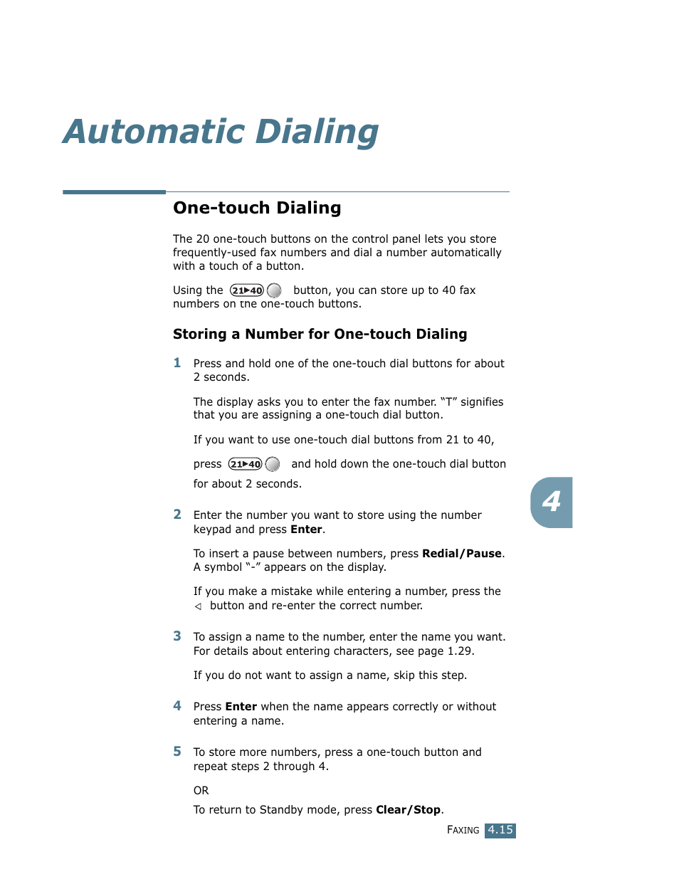 Automatic dialing, One-touch dialing | Ricoh LF 125 (H915) User Manual | Page 276 / 390