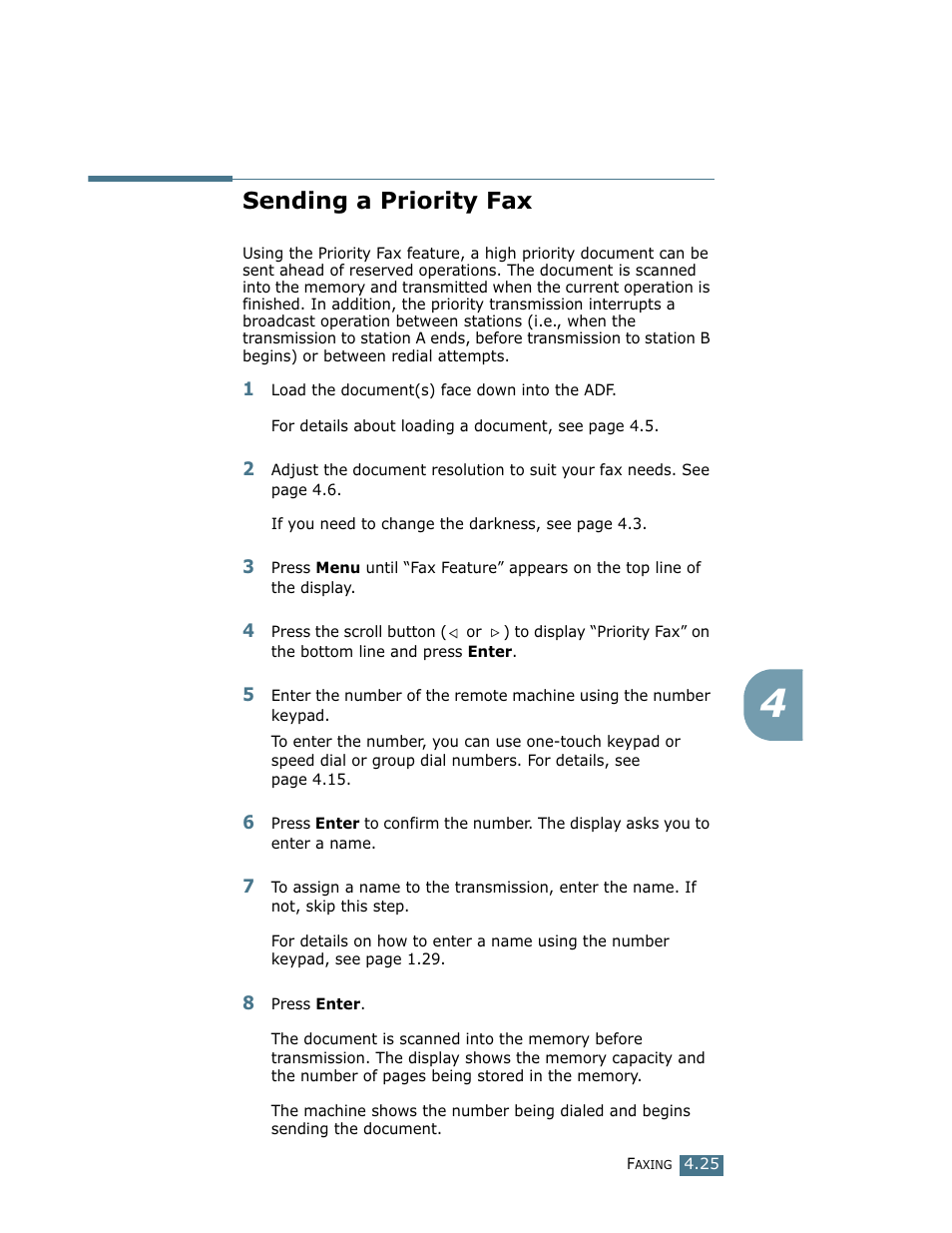 Sending a priority fax | Ricoh LF 125 (H915) User Manual | Page 286 / 390