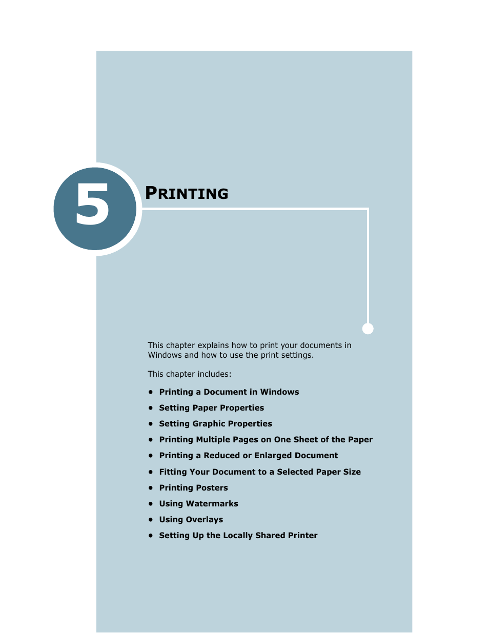 Printing, Chapter 5, Rinting | Ricoh LF 125 (H915) User Manual | Page 300 / 390