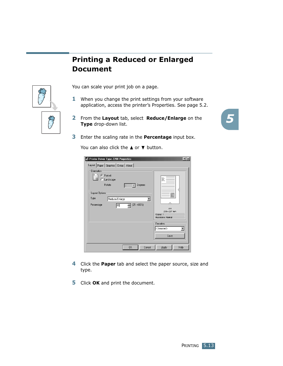 Printing a reduced or enlarged document | Ricoh LF 125 (H915) User Manual | Page 312 / 390