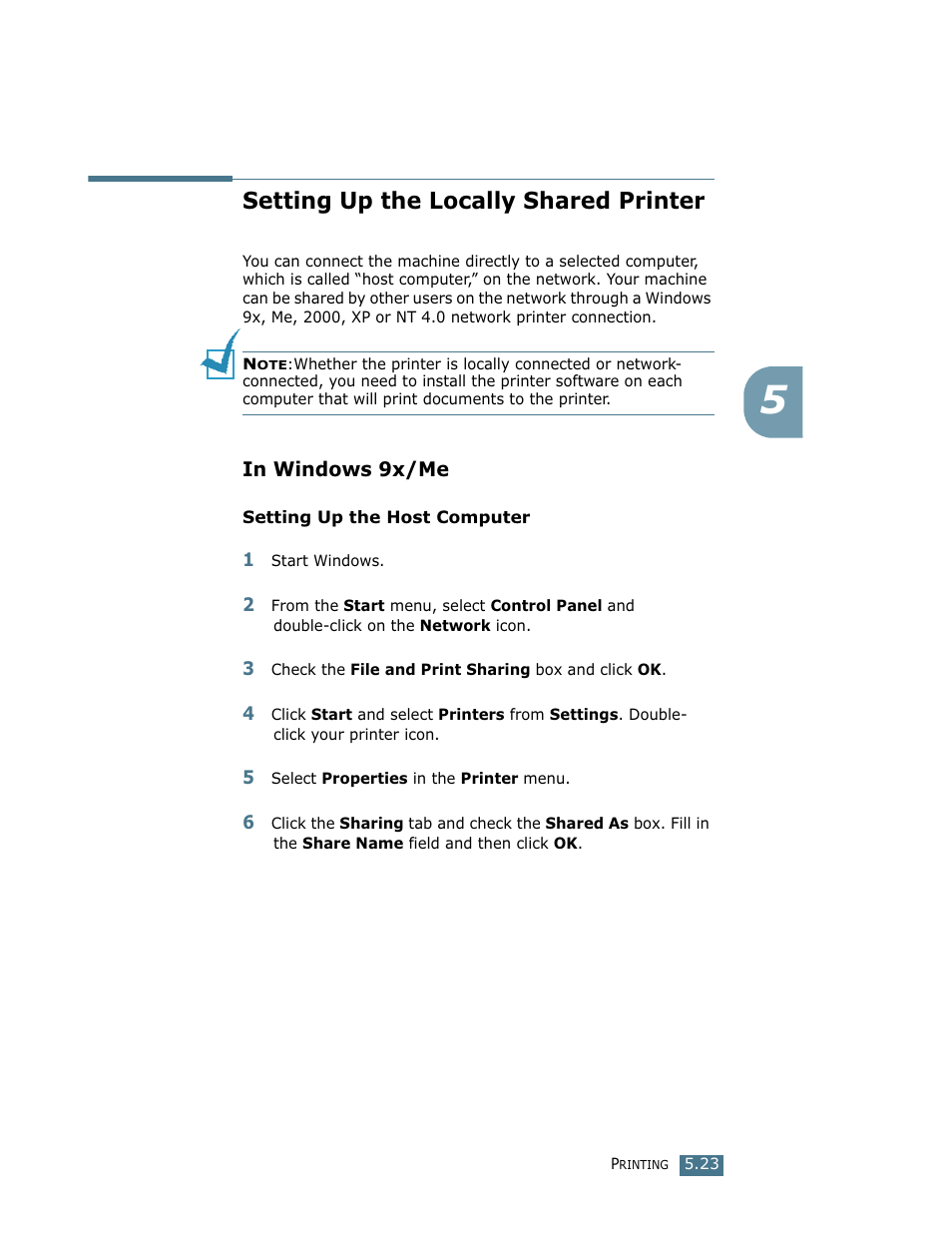Setting up the locally shared printer | Ricoh LF 125 (H915) User Manual | Page 322 / 390