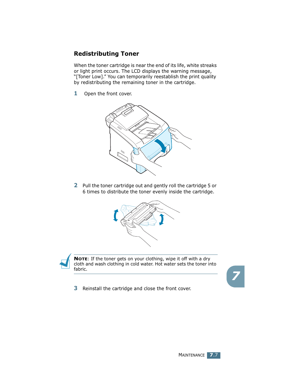 Redistributing toner | Ricoh LF 125 (H915) User Manual | Page 334 / 390