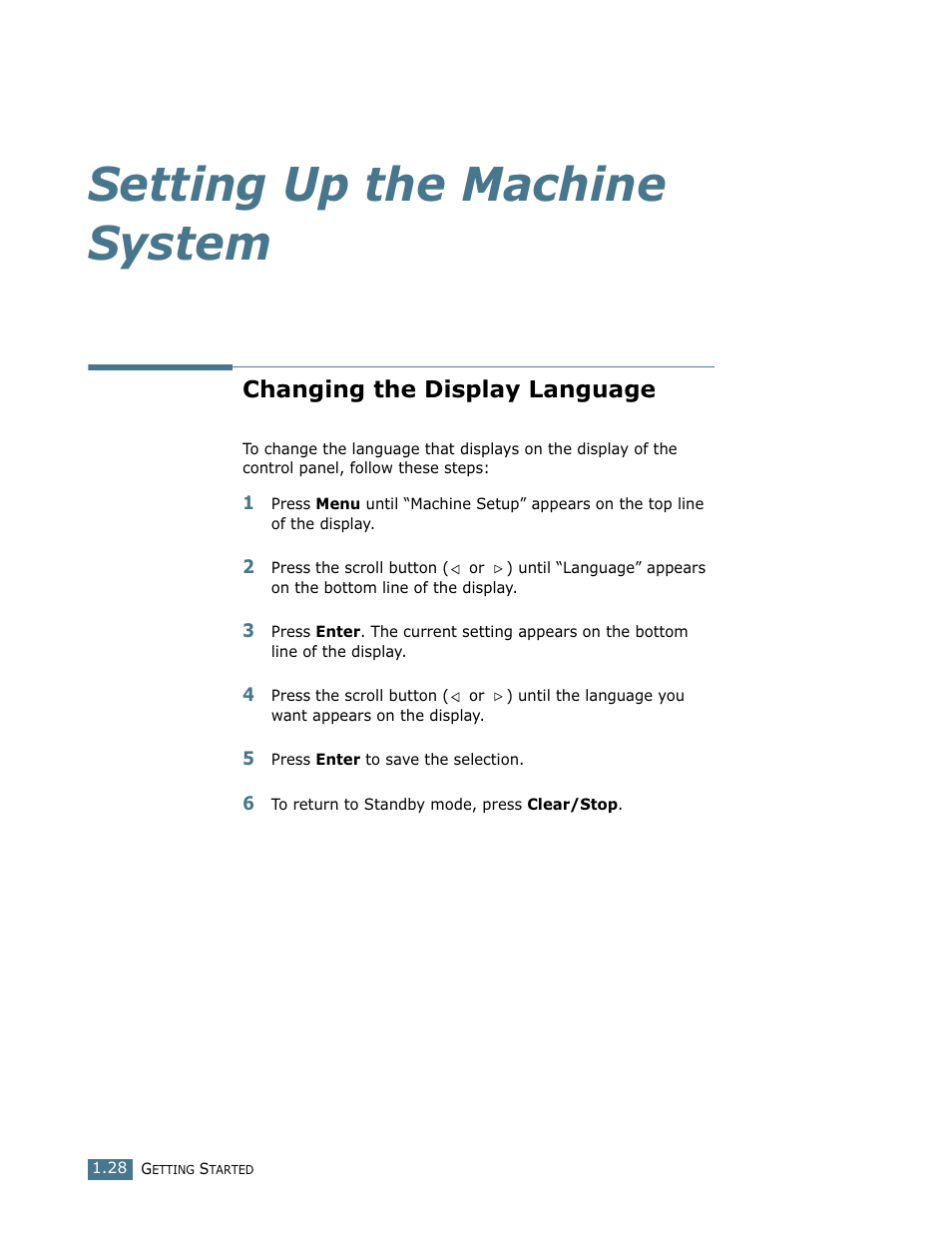 Setting up the machine system, Changing the display language | Ricoh LF 125 (H915) User Manual | Page 42 / 390