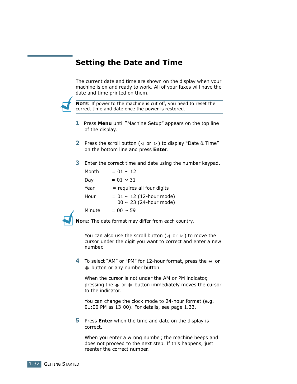 Setting the date and time | Ricoh LF 125 (H915) User Manual | Page 46 / 390