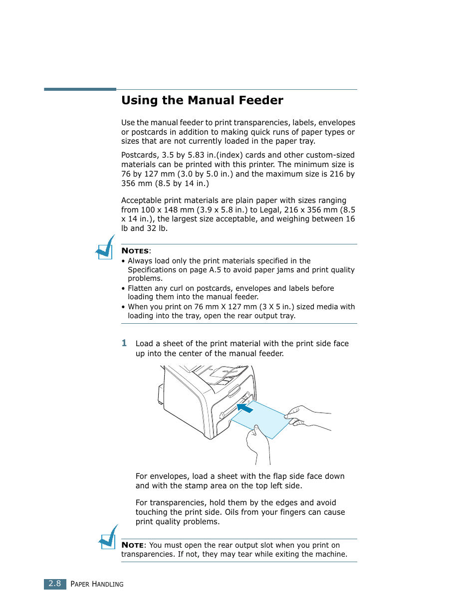 Using the manual feeder | Ricoh LF 125 (H915) User Manual | Page 58 / 390