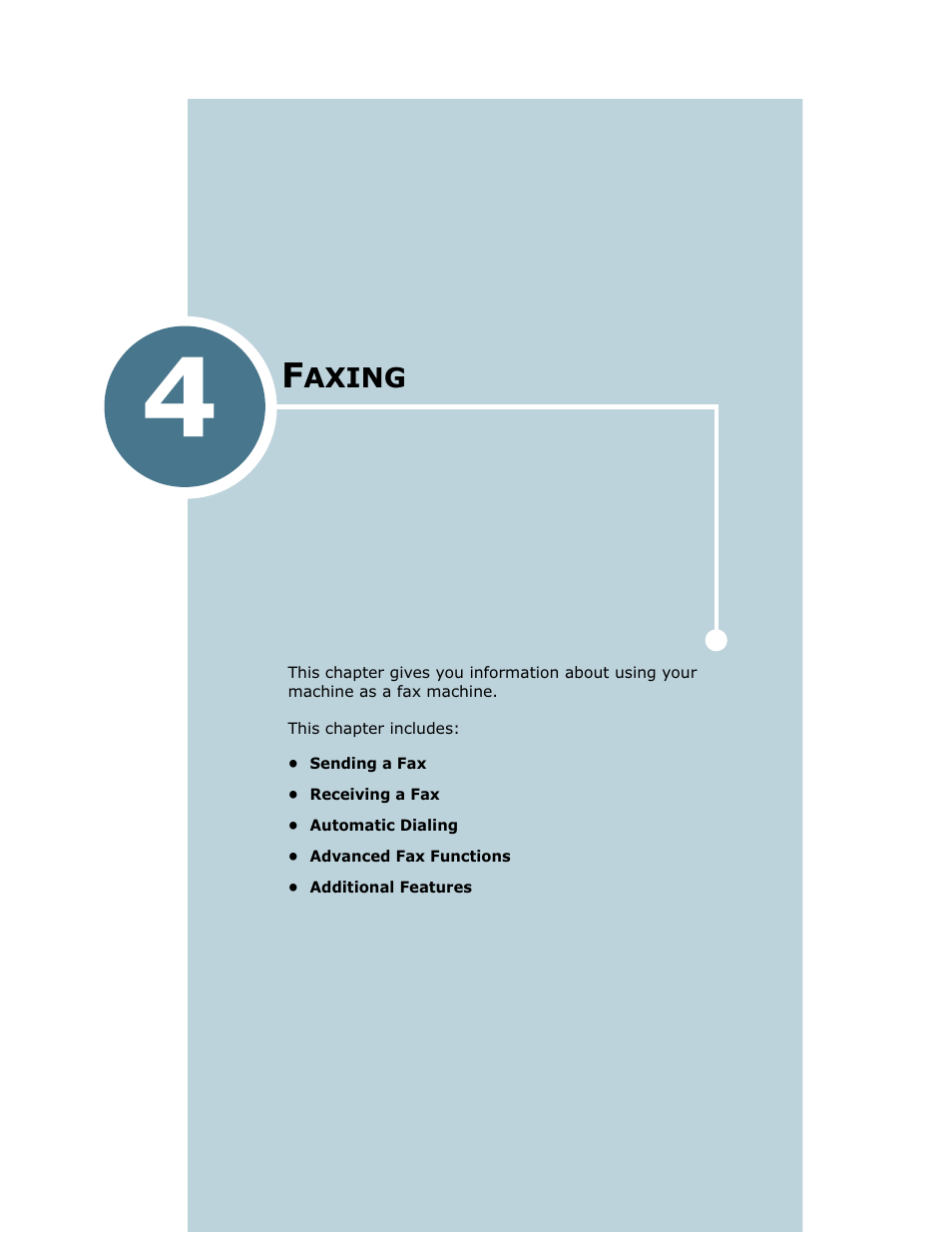 Faxing, Chapter 4, Axing | Ricoh LF 125 (H915) User Manual | Page 69 / 390