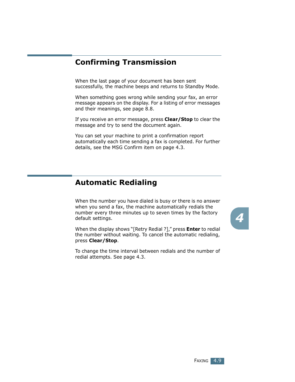 Confirming transmission, Automatic redialing, Confirming transmission automatic redialing | Ricoh LF 125 (H915) User Manual | Page 77 / 390