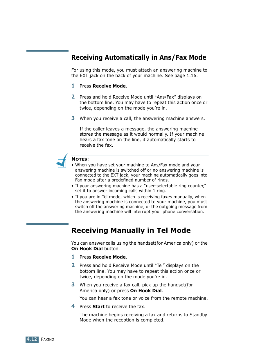 Receiving automatically in ans/fax mode, Receiving manually in tel mode | Ricoh LF 125 (H915) User Manual | Page 80 / 390